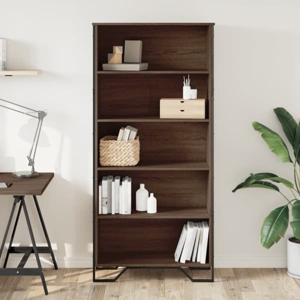 vidaXL bogreol 80x31x169 cm konstrueret træ brun egetræ