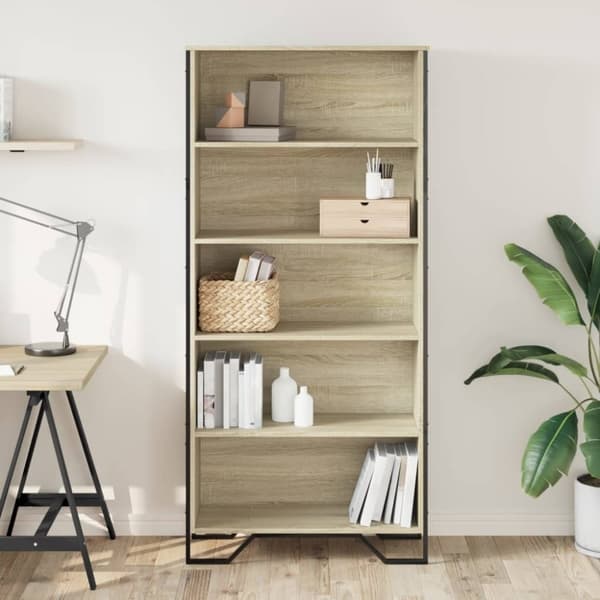 vidaXL bogreol 80x31x169 cm konstrueret træ sonoma-eg