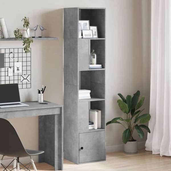 vidaXL Kirjahylly betoninharmaa 40x36x189 cm tekninen puu