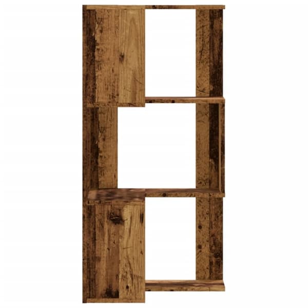 vidaXL Kulmakirjahylly 3 tasoa vanha puu 50x50x102 cm tekninen puu