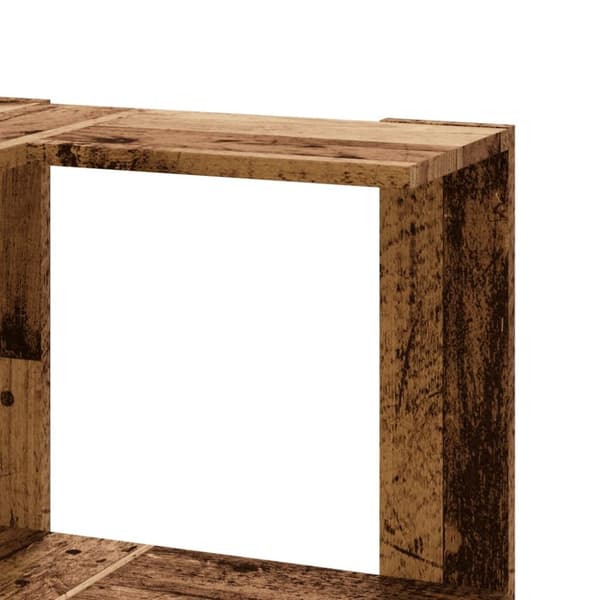 vidaXL Kulmakirjahylly 3 tasoa vanha puu 50x50x102 cm tekninen puu