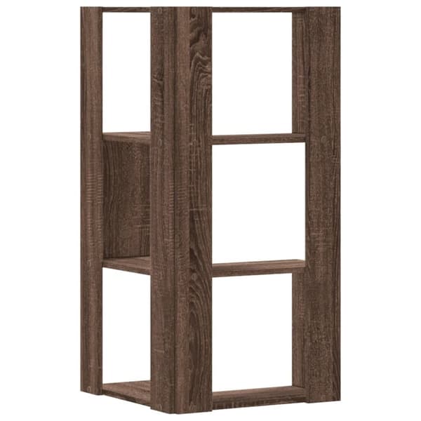 vidaXL bogreol til hjørne 50x50x102 cm 3hylder konstrueret træ brun eg
