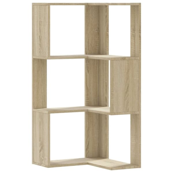 vidaXL bogreol til hjørne 50x50x102 cm 3 hylder konstrueret træ