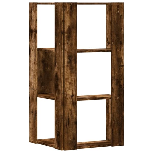 vidaXL bogreol til hjørne 50x50x102cm 3hylder konstrueret træ røget eg