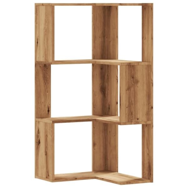 vidaXL bogreol til hjørne 50x50x102 cm 3 hylder konstrueret træ egetræ