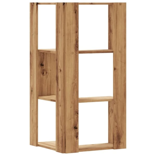 vidaXL bogreol til hjørne 50x50x102 cm 3 hylder konstrueret træ egetræ