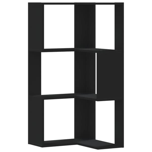 vidaXL Bokhylle for hjørne 3 etasjer svart 50x50x102 cm konstruert tre