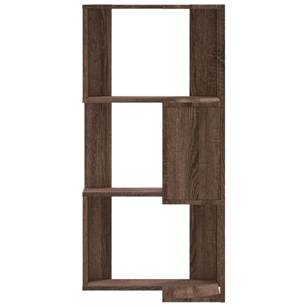 vidaXL Bokhylle hjørne 3 etasjer brun eik 50x50x102 cm konstruert tre