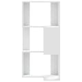 Miniatyrbilde 5 av 11: vidaXL Bokhylle for hjørne 3 etasjer hvit 50x50x102 cm konstruert tre