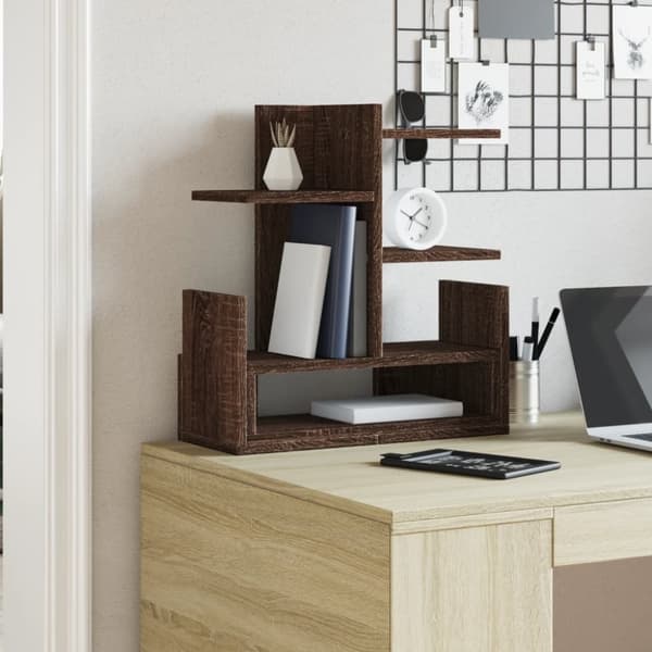 vidaXL hylde til skrivebord 49x20x52,5 cm konstrueret træ brunt eg