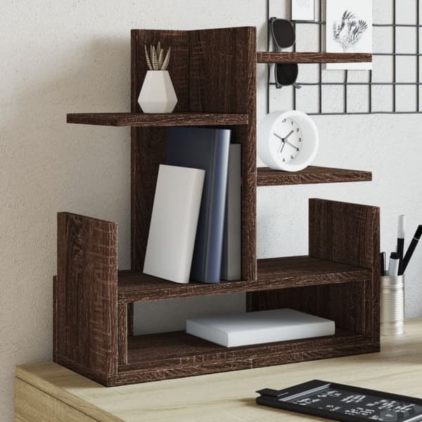vidaXL hylde til skrivebord 49x20x52,5 cm konstrueret træ brunt eg