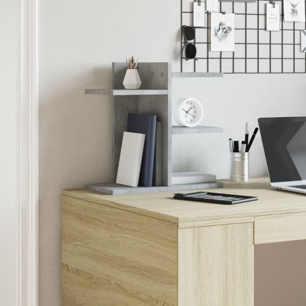 vidaXL hylde til skrivebord 42x21,5x42 cm konstrueret træ betongrå