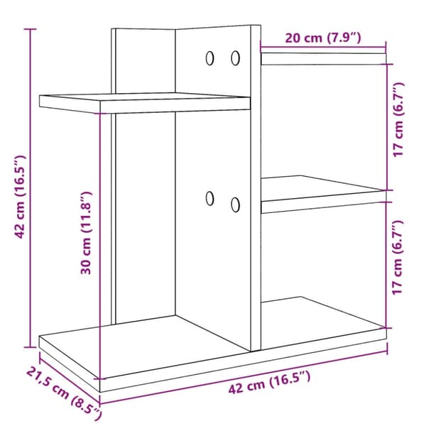 vidaXL hylde til skrivebord 42x21,5x42 cm konstrueret træ betongrå