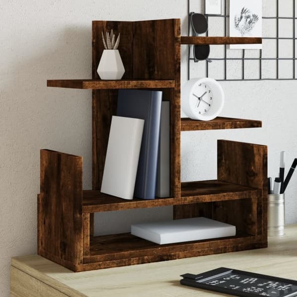 vidaXL Hylle til skrivebord røkt eik 49x20x52,5 cm konstruert tre