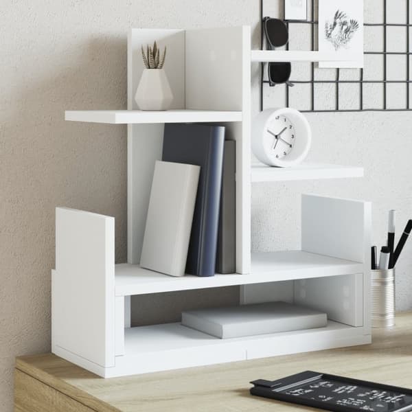 vidaXL Hylle til skrivebord hvit 49x20x52,5 cm konstruert tre
