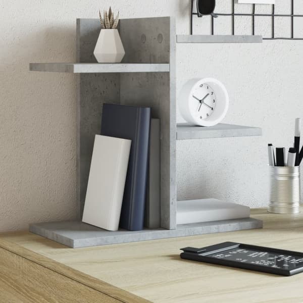vidaXL Hylle til skrivebord betonggrå 42x21,5x42 cm konstruert tre