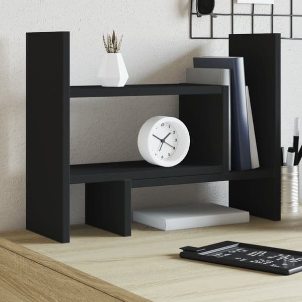vidaXL Hylle til skrivebord svart 38,5x17x39 cm konstruert tre