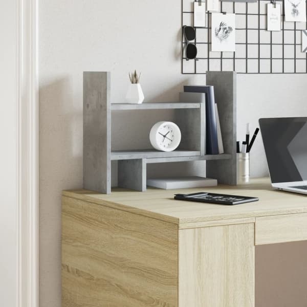 vidaXL Hylle til skrivebord betonggrå 38,5x17x39 cm konstruert tre