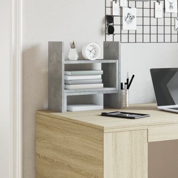 vidaXL Hylle til skrivebord betonggrå 38,5x17x39 cm konstruert tre
