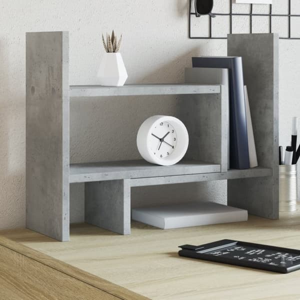 vidaXL Hylle til skrivebord betonggrå 38,5x17x39 cm konstruert tre