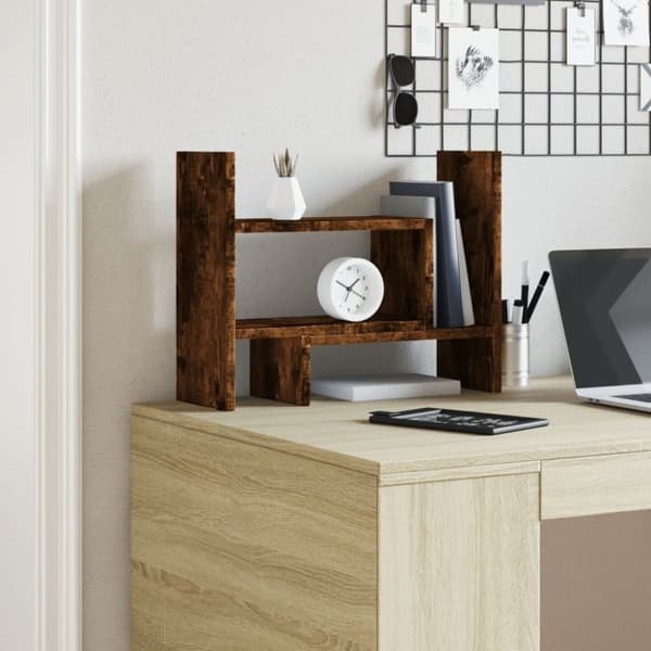 vidaXL Hylle til skrivebord røkt eik 38,5x17x39 cm konstruert tre