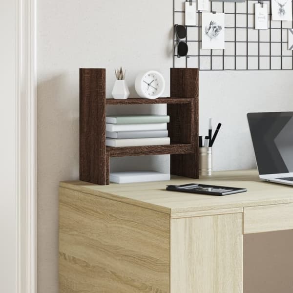vidaXL Hylle til skrivebord brun eik 38,5x17x39 cm konstruert tre