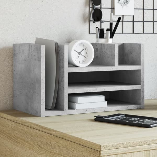 vidaXL Hylle til skrivebord betonggrå 44,5x24x25 cm konstruert tre