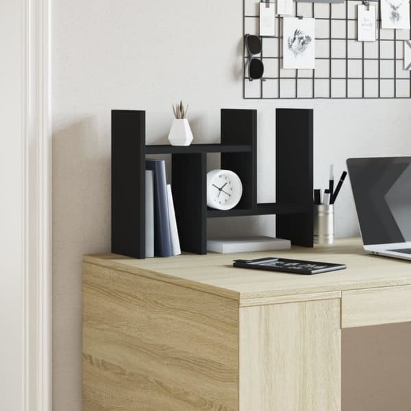 vidaXL Skrivbordshylla svart 34,5x15,5x35,5 cm konstruerat trä