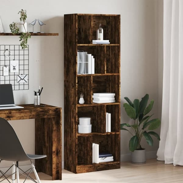 vidaXL Bokhylla rökfärgad ek 57x28,5x174 cm konstruerat trä