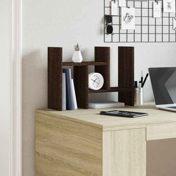vidaXL Hylle til skrivebord brun eik 34,5x15,5x35,5 cm konstruert tre