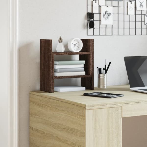 vidaXL Hylle til skrivebord brun eik 34,5x15,5x35,5 cm konstruert tre