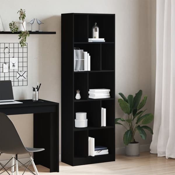 vidaXL bogreol 57x28,5x174 cm konstrueret træ sort