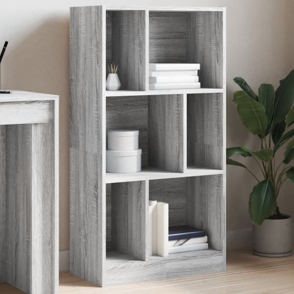vidaXL Kirjahylly harmaa Sonoma 57x28,5x107,5 cm tekninen puu