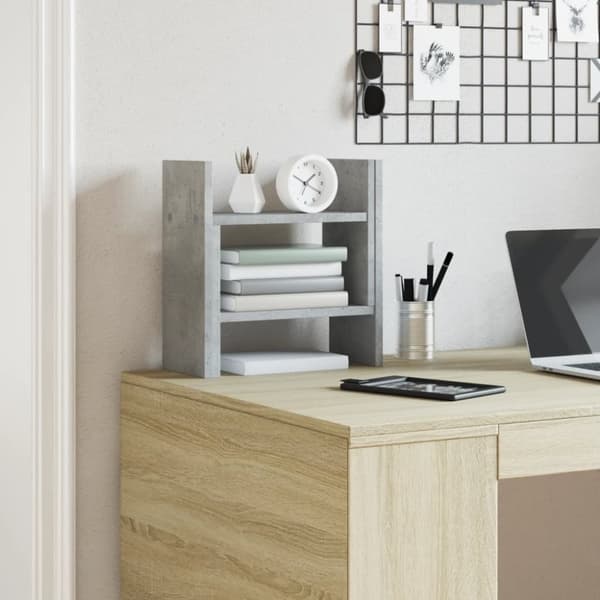 vidaXL Hylle til skrivebord betonggrå 34,5x15,5x35,5 cm konstruert tre