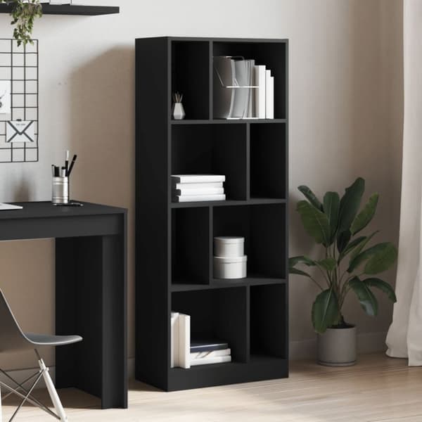 vidaXL Bokhylle svart 57x28,5x141 cm konstruert tre