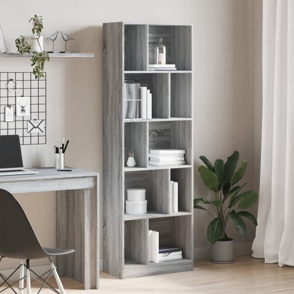 vidaXL Bokhylle grå sonoma 57x28,5x174 cm konstruert tre