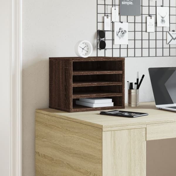 vidaXL Hylle til skrivebord brun eik 36x26x29,5 cm konstruert tre