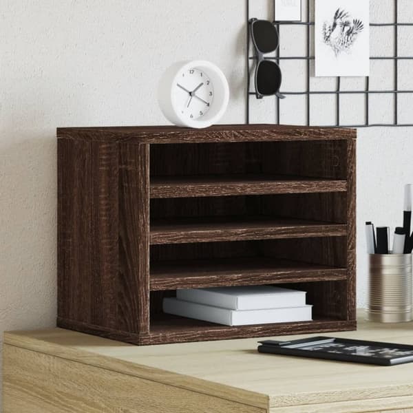 vidaXL Hylle til skrivebord brun eik 36x26x29,5 cm konstruert tre