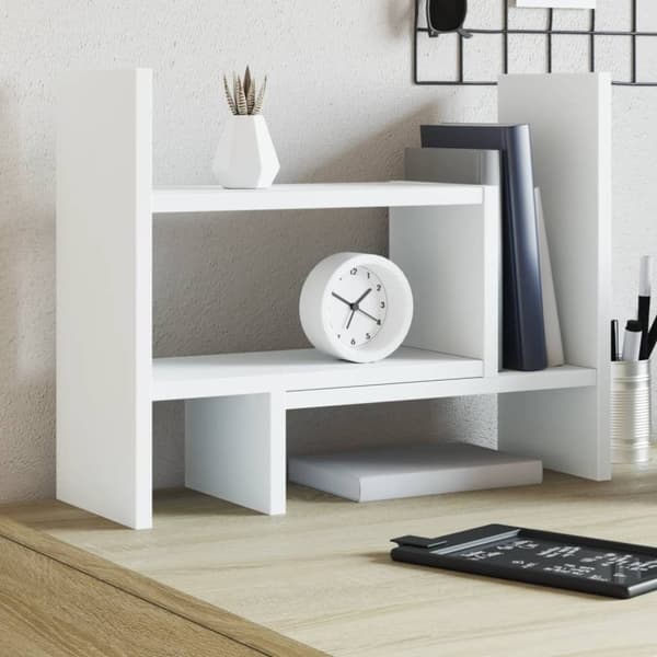 vidaXL Hylle til skrivebord hvit 38,5x17x39 cm konstruert tre