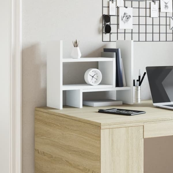 vidaXL hylde til skrivebord 38,5x17x39 cm konstrueret træ hvid