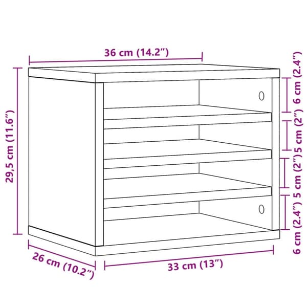 vidaXL dueslag til skrivebord 36x26x29,5 cm konstrueret træ røget eg