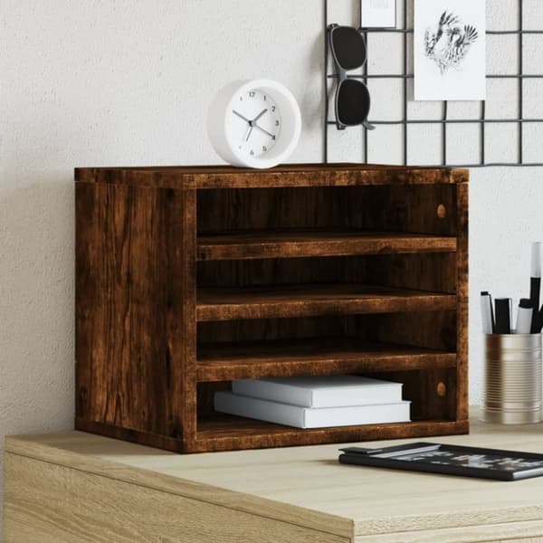 vidaXL dueslag til skrivebord 36x26x29,5 cm konstrueret træ røget eg