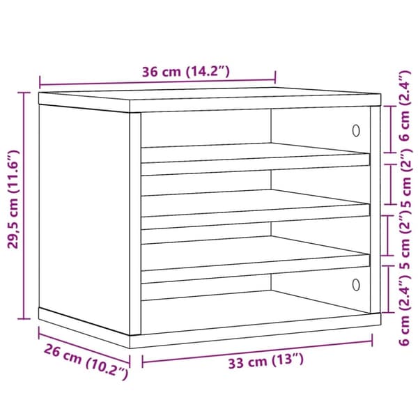 vidaXL dueslag til skrivebord 36x26x29,5 cm konstrueret træ sonoma-eg