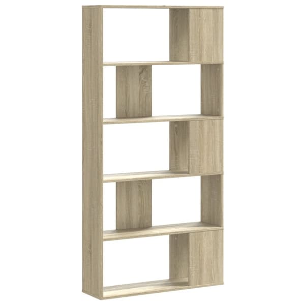 vidaXL bogreol 80,5x23,5x162,5 cm 5 hylder konstrueret træ sonoma-eg
