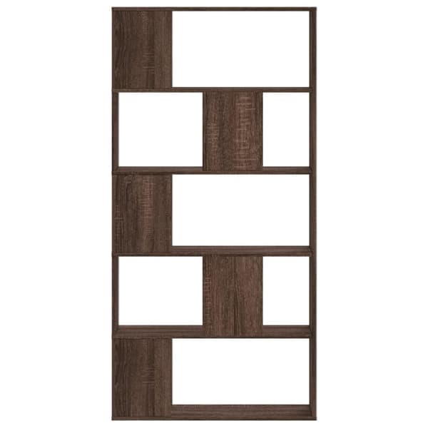 vidaXL bogreol 80,5x23,5x162,5 cm 5 hylder konstrueret træ brunt eg