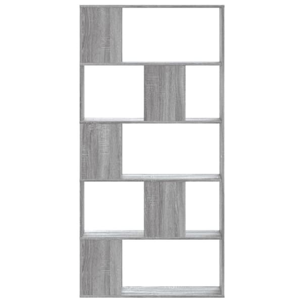 vidaXL bogreol 80,5x23,5x162,5 cm 5 hylder konstrueret træ grå sonoma