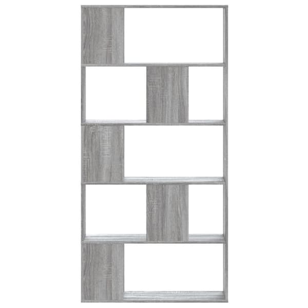 vidaXL bogreol 80,5x23,5x162,5 cm 5 hylder konstrueret træ grå sonoma