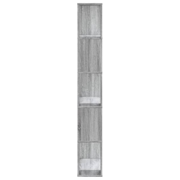 vidaXL bogreol 80,5x23,5x162,5 cm 5 hylder konstrueret træ grå sonoma