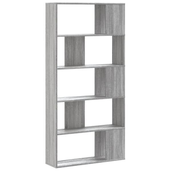vidaXL bogreol 80,5x23,5x162,5 cm 5 hylder konstrueret træ grå sonoma