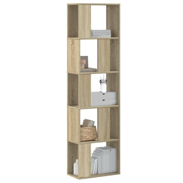 vidaXL bogreol 45x23,5x162,5 cm 5 hylder konstrueret træ sonoma-eg